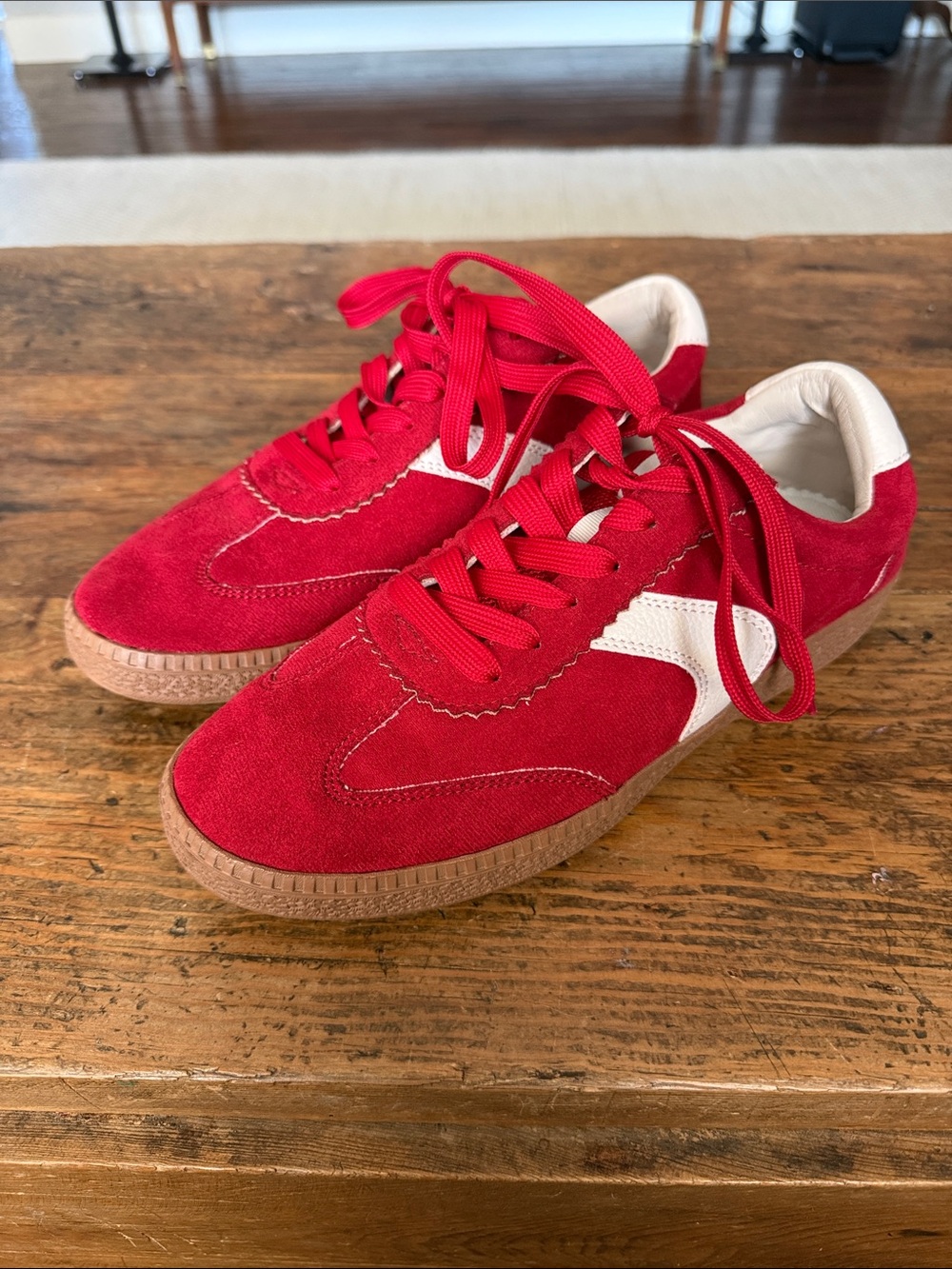 Corkys Red Faux Suede Spoiler Alert Gum Sole Sneakers Size 9